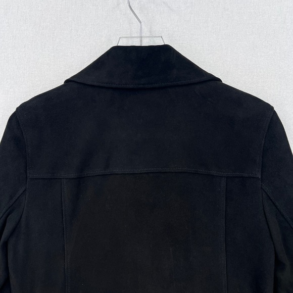 THEORY Suede Moto Jacket Womens Medium Black Downtown Biker Capsule Minimalist - Picture 4 of 13
